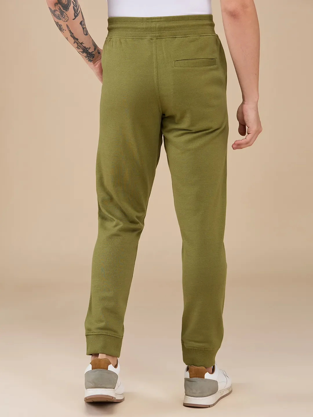Olive Regular fit Men's Track Pants by Being Human Clothing - Image 3