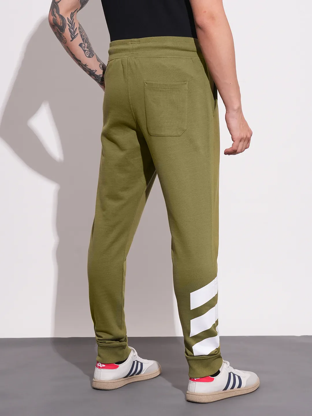 Olive Regular fit Men's Track Pants by Being Human Clothing - Image 3
