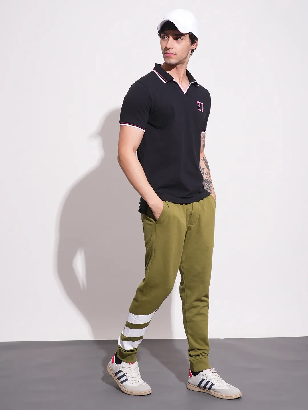 Olive Regular fit Men's Track Pants by Being Human Clothing - Image 4