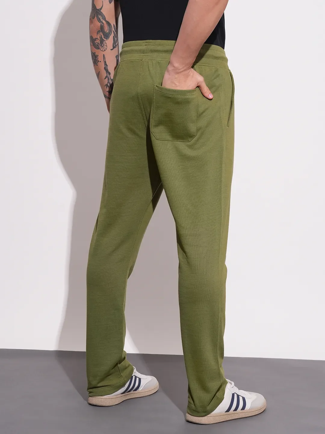 Olive Regular fit Men's Track Pants by Being Human Clothing - Image 3