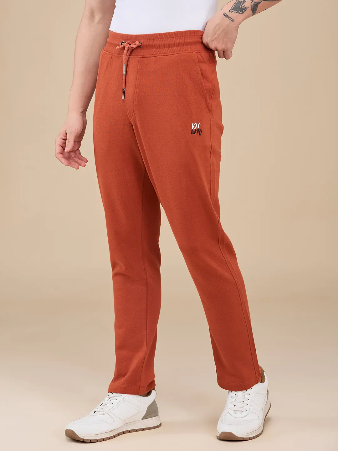 Orange Regular fit Men's Track Pants by Being Human Clothing - Image 4