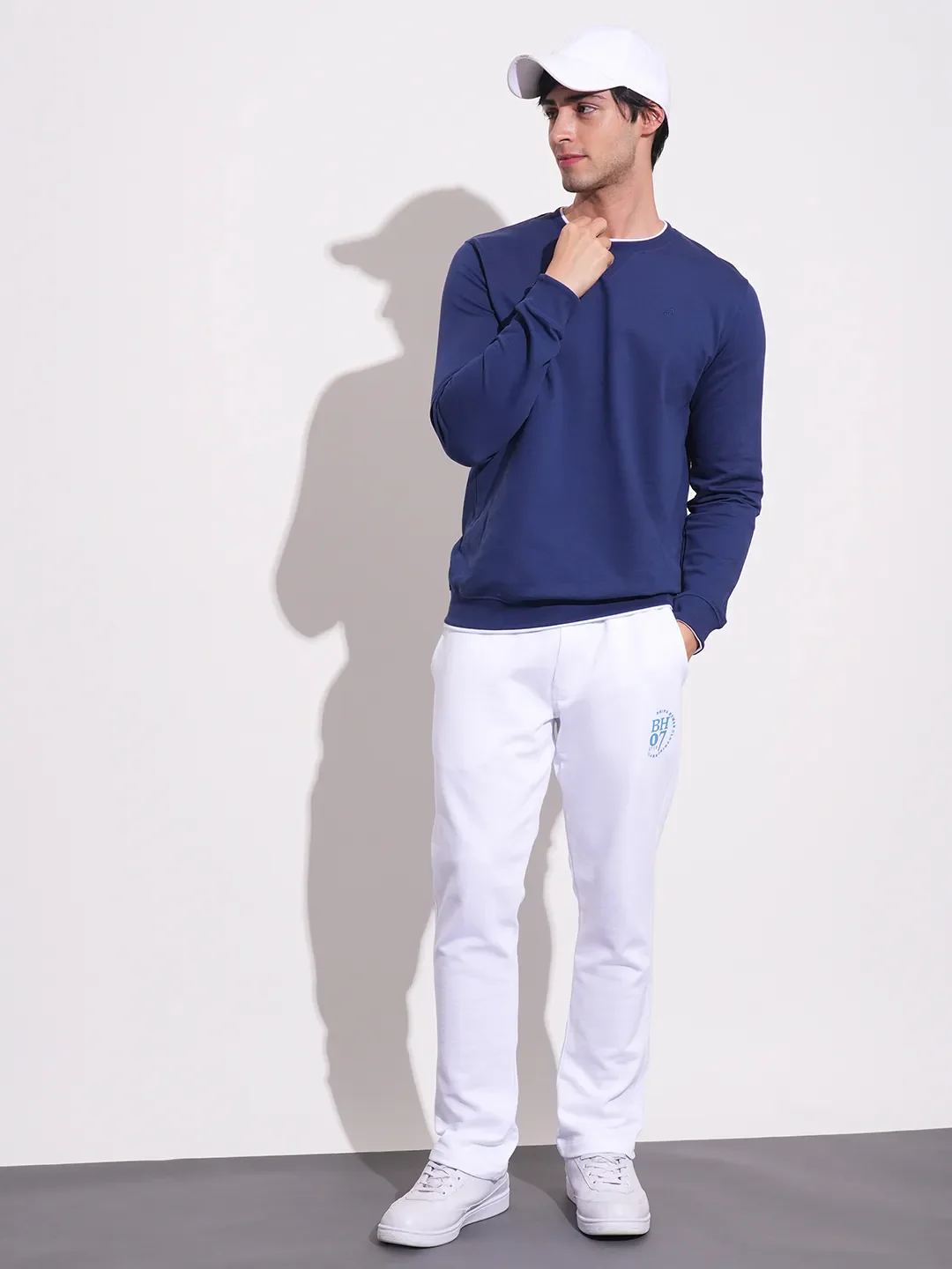 White Regular Fit Track Pants For Men By Being Human Clothing - Image 3