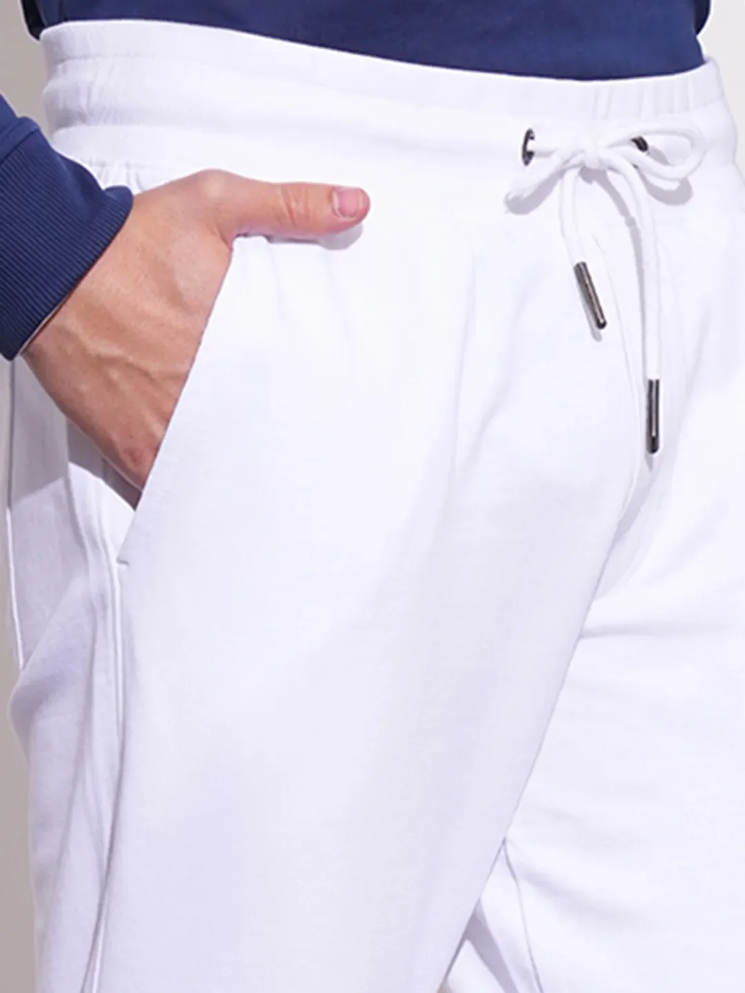White Regular Fit Track Pants For Men By Being Human Clothing - Image 5
