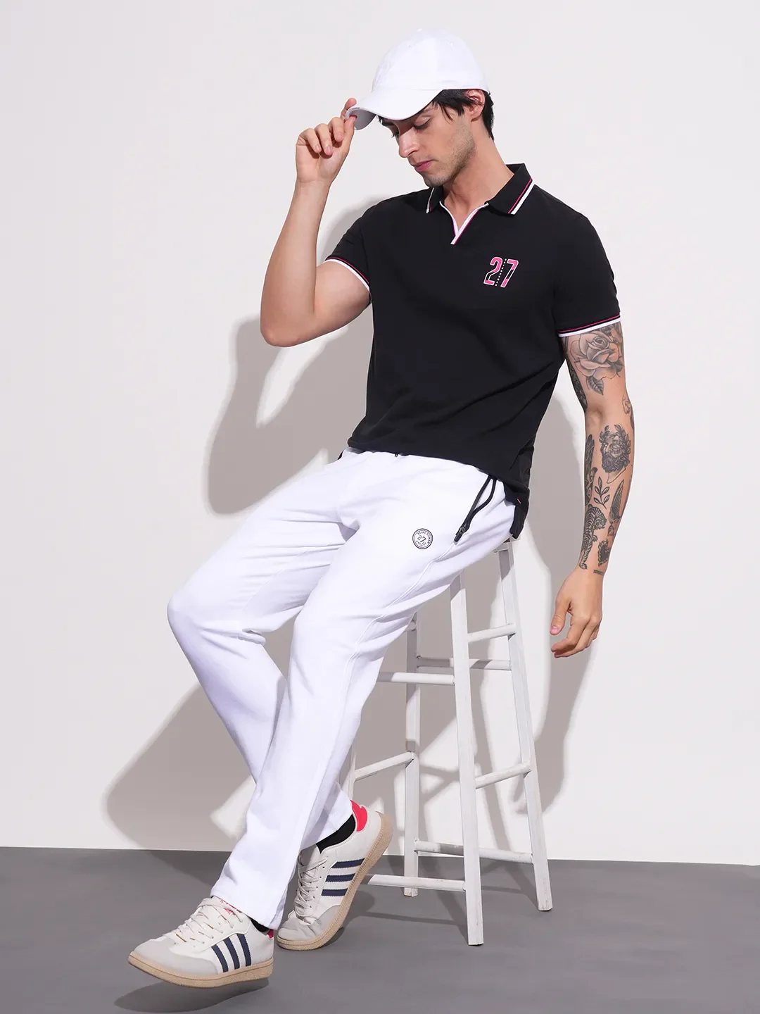 White Regular Fit Track Pants For Men By Being Human Clothing - Image 4