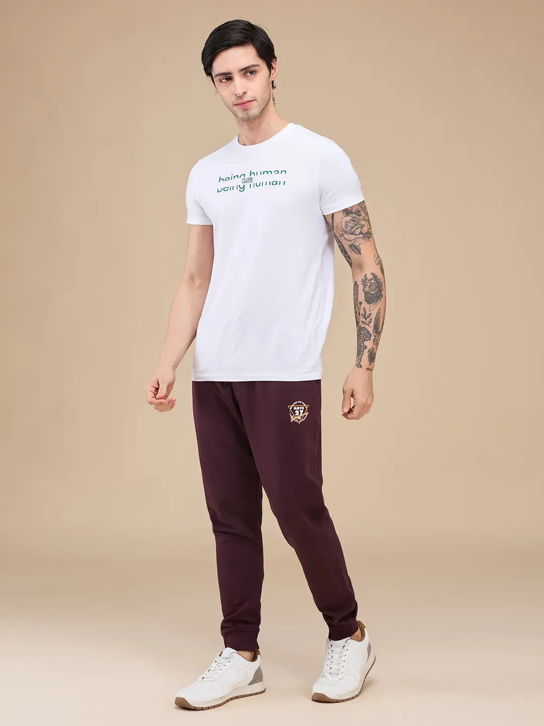 Red Regular fit Men's Track Pants by Being Human Clothing - Image 2