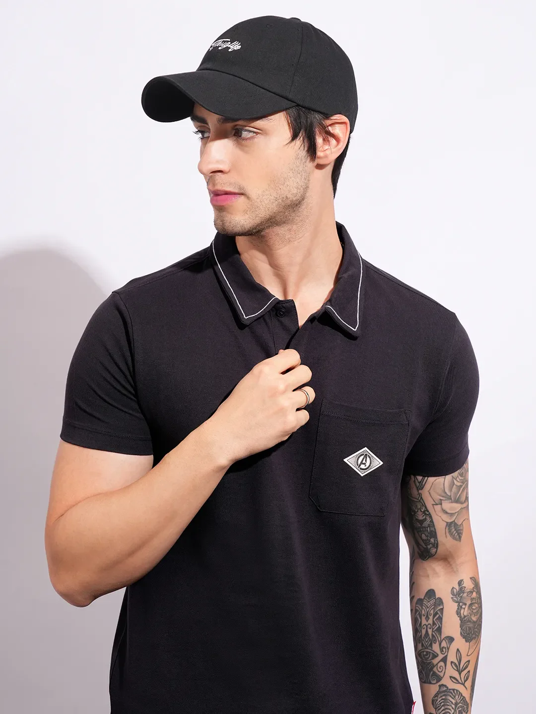 Avengers Charcoal Regular Fit Men's Polo T-Shirt by Being Human Clothing - Image 6