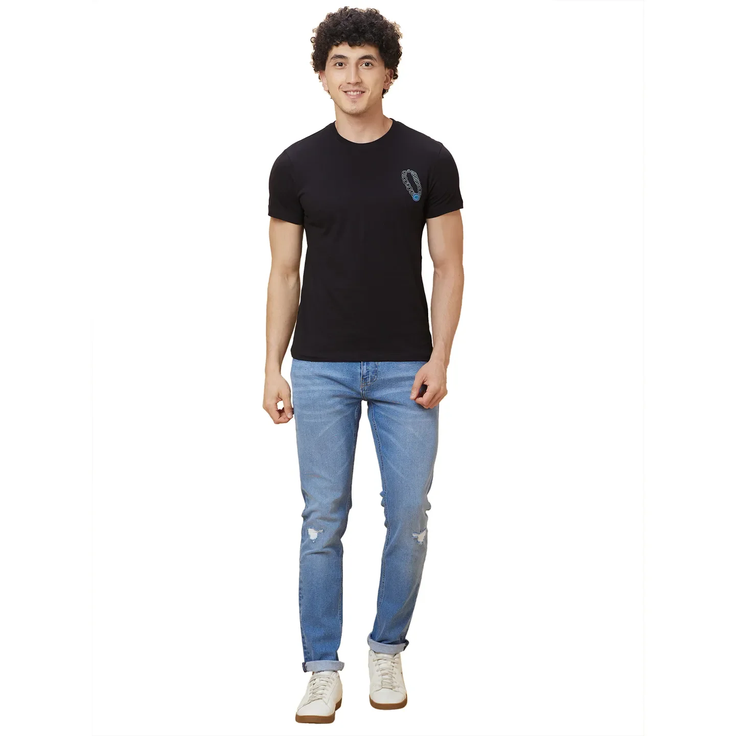 Black Regular Fit Round Neck Men's T-Shirt by Being Human Clothing - Image 2