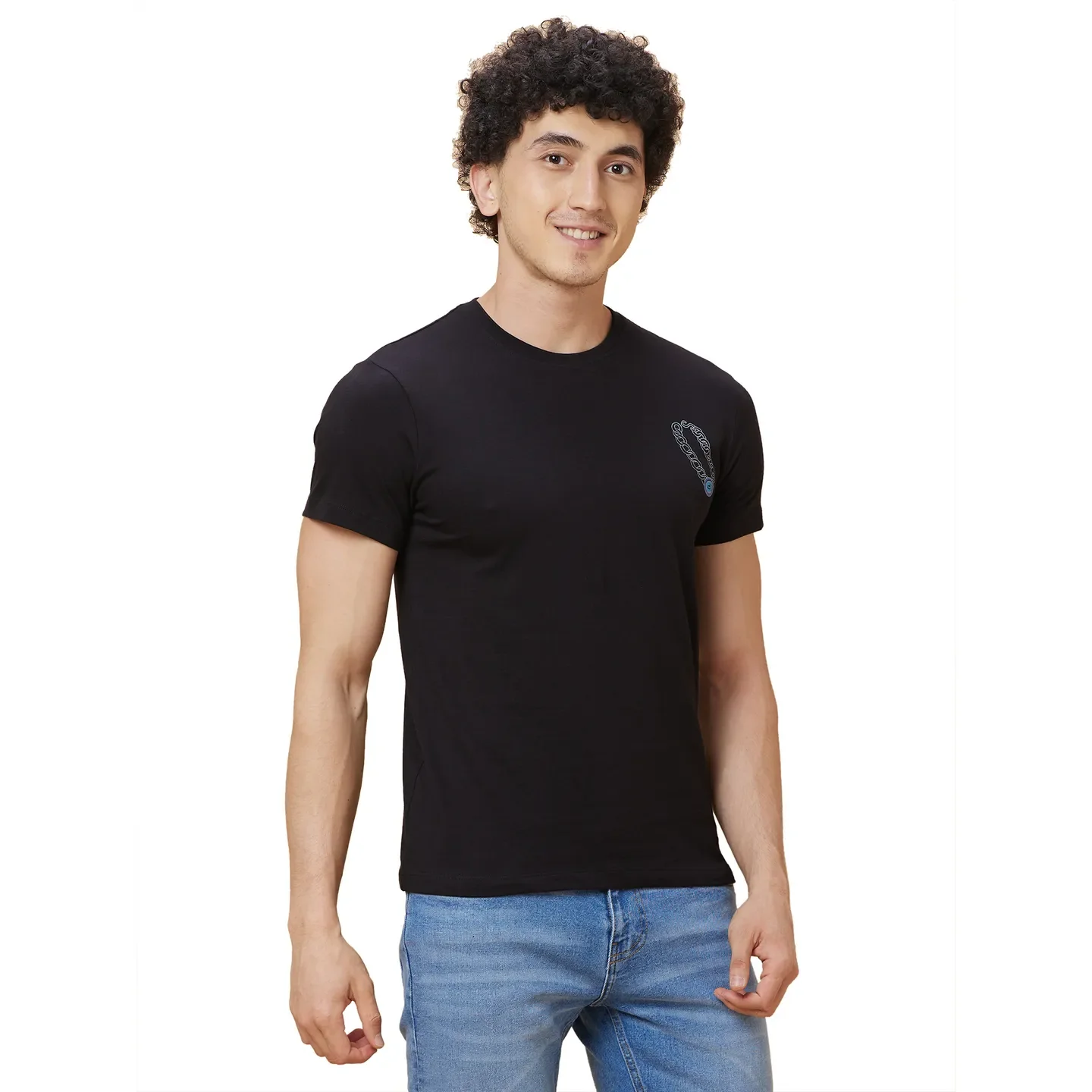 Black Regular Fit Round Neck Men's T-Shirt by Being Human Clothing - Image 4