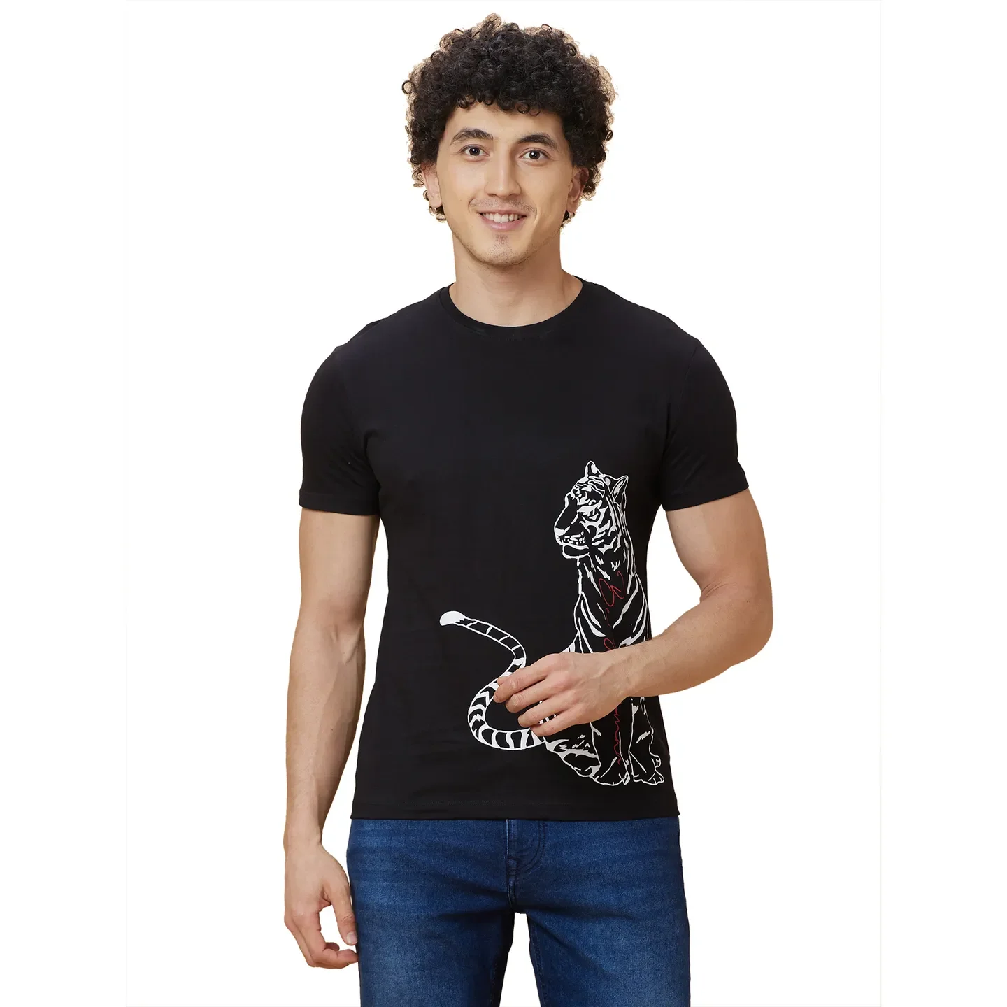 Black Regular Fit Men's Short Sleeves T-Shirt by Being Human Clothing
