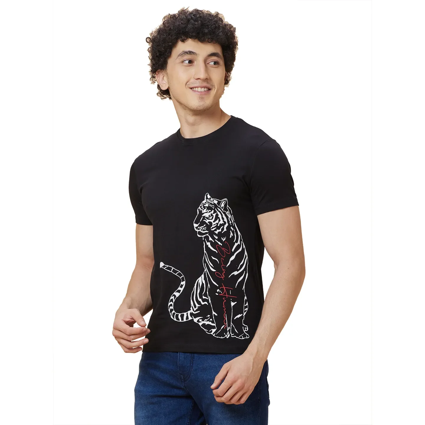 Black Regular Fit Men's Short Sleeves T-Shirt by Being Human Clothing - Image 4