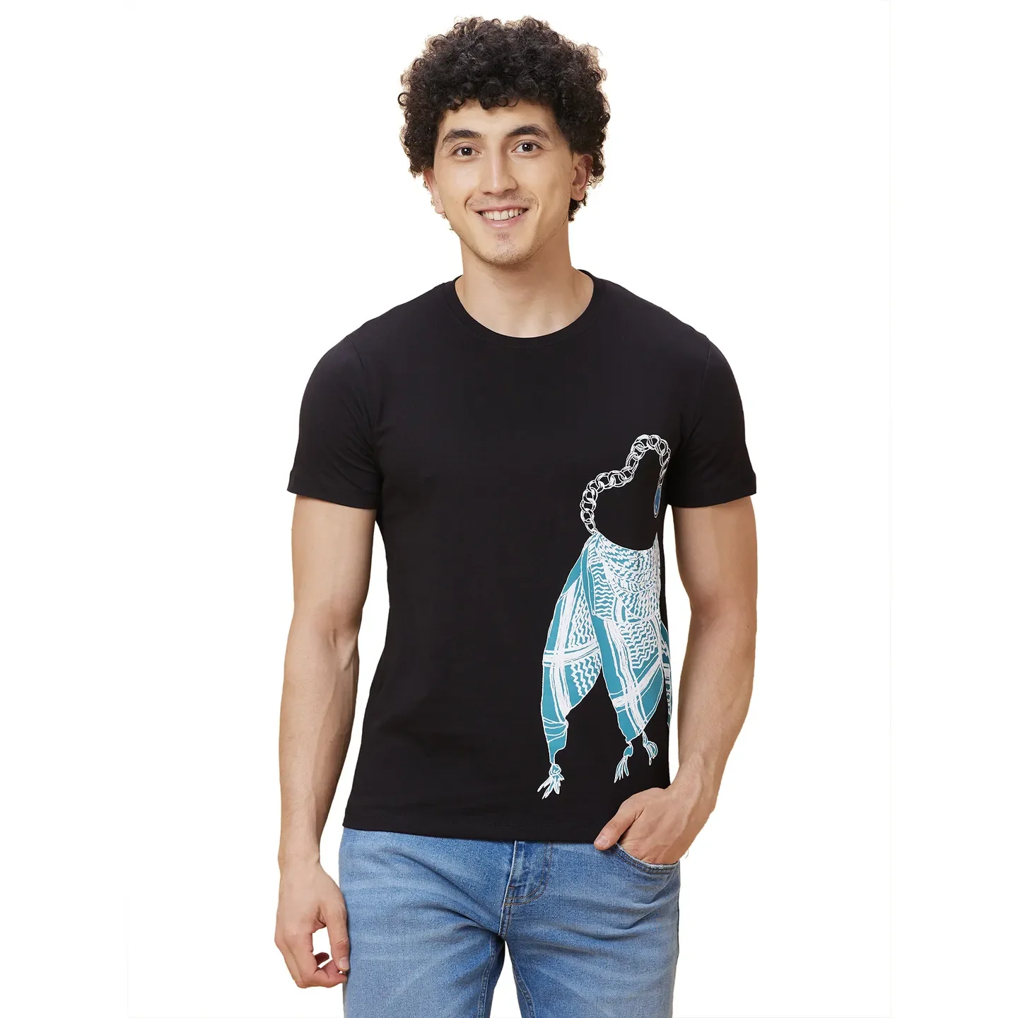 Black Regular Fit Round Neck Men's T-Shirt by Being Human Clothing