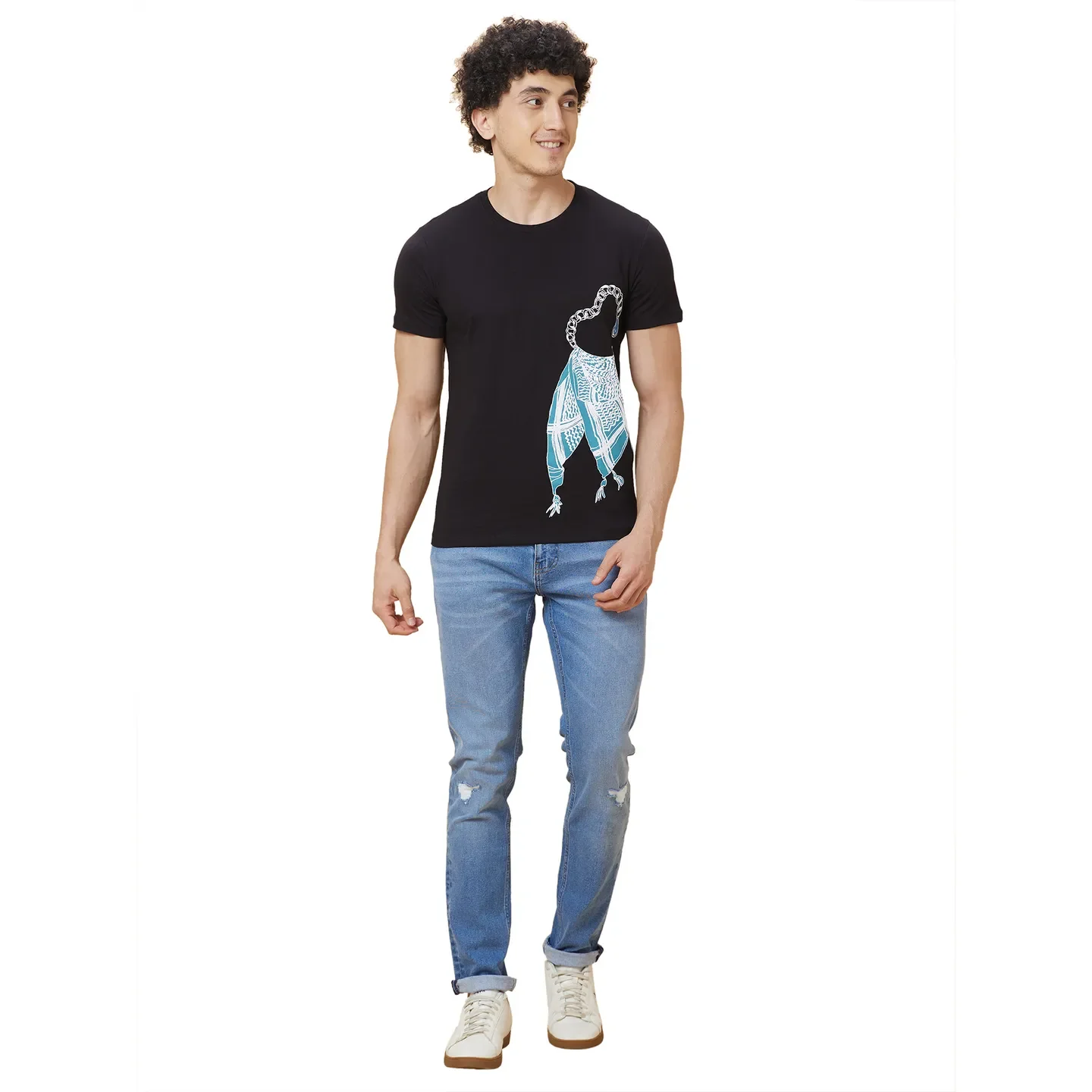 Black Regular Fit Round Neck Men's T-Shirt by Being Human Clothing - Image 2