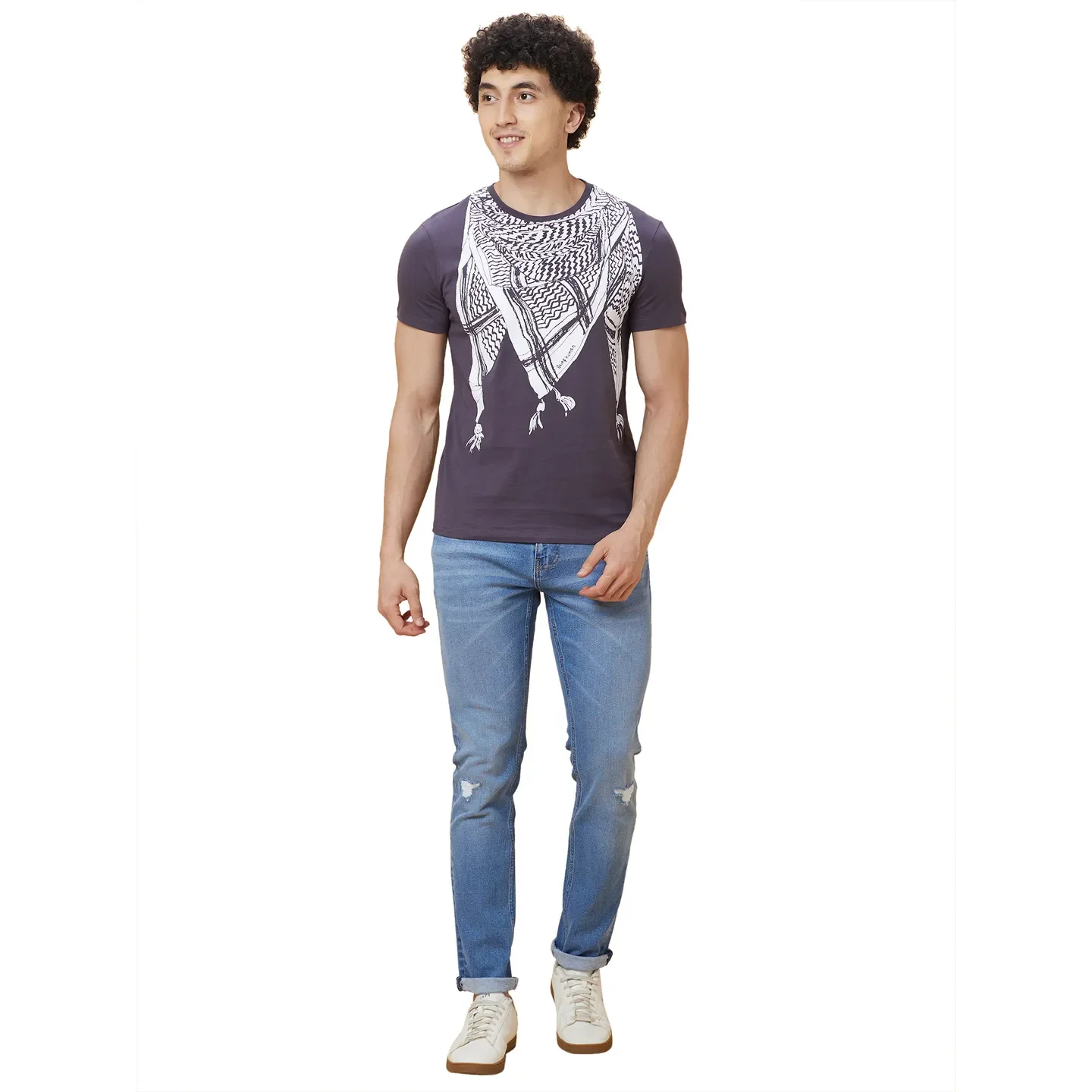 Grey Regular Fit Round Neck Men's T-Shirt by Being Human Clothing - Image 2