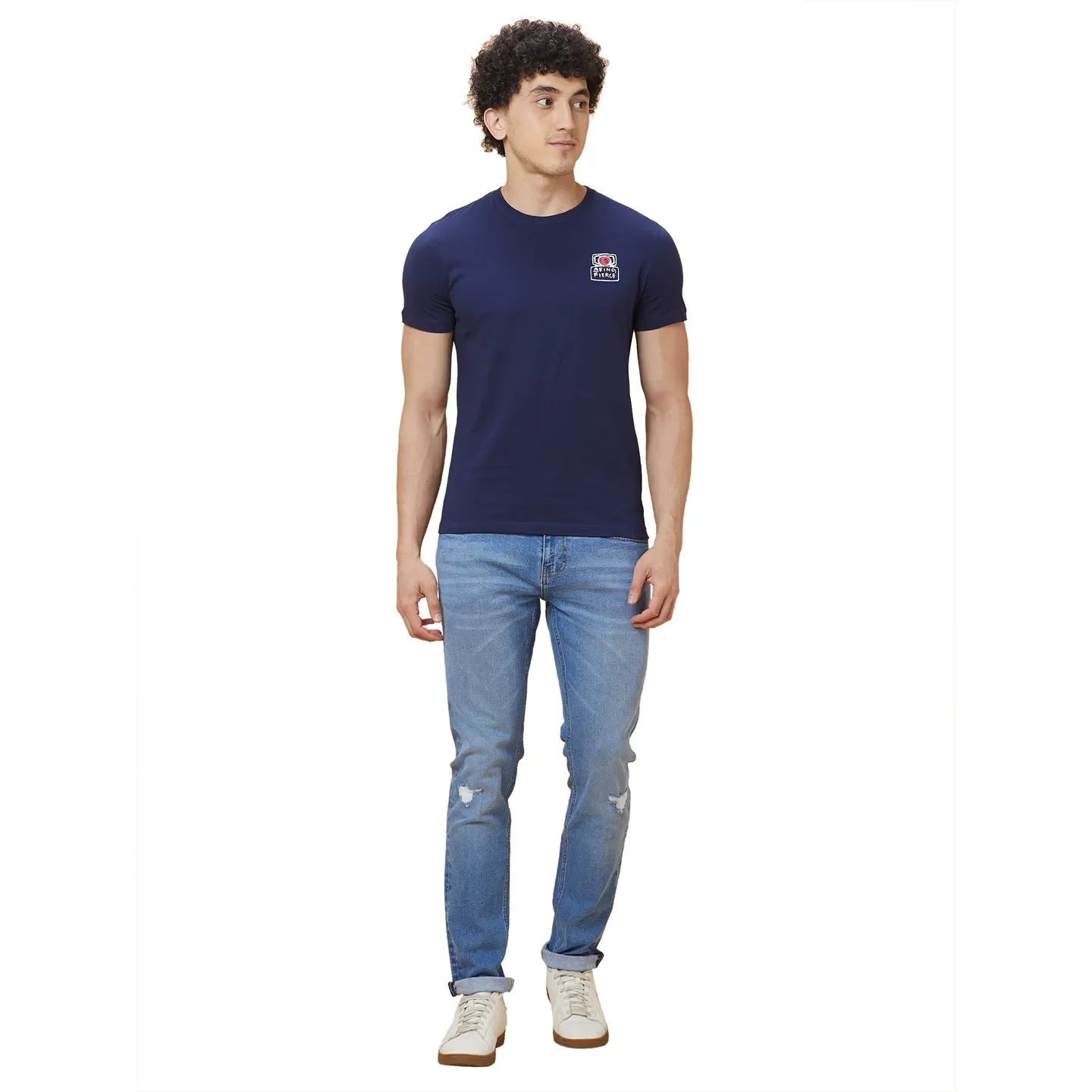 Navy Regular Fit Round Neck Men's T-Shirt by Being Human Clothing - Image 2