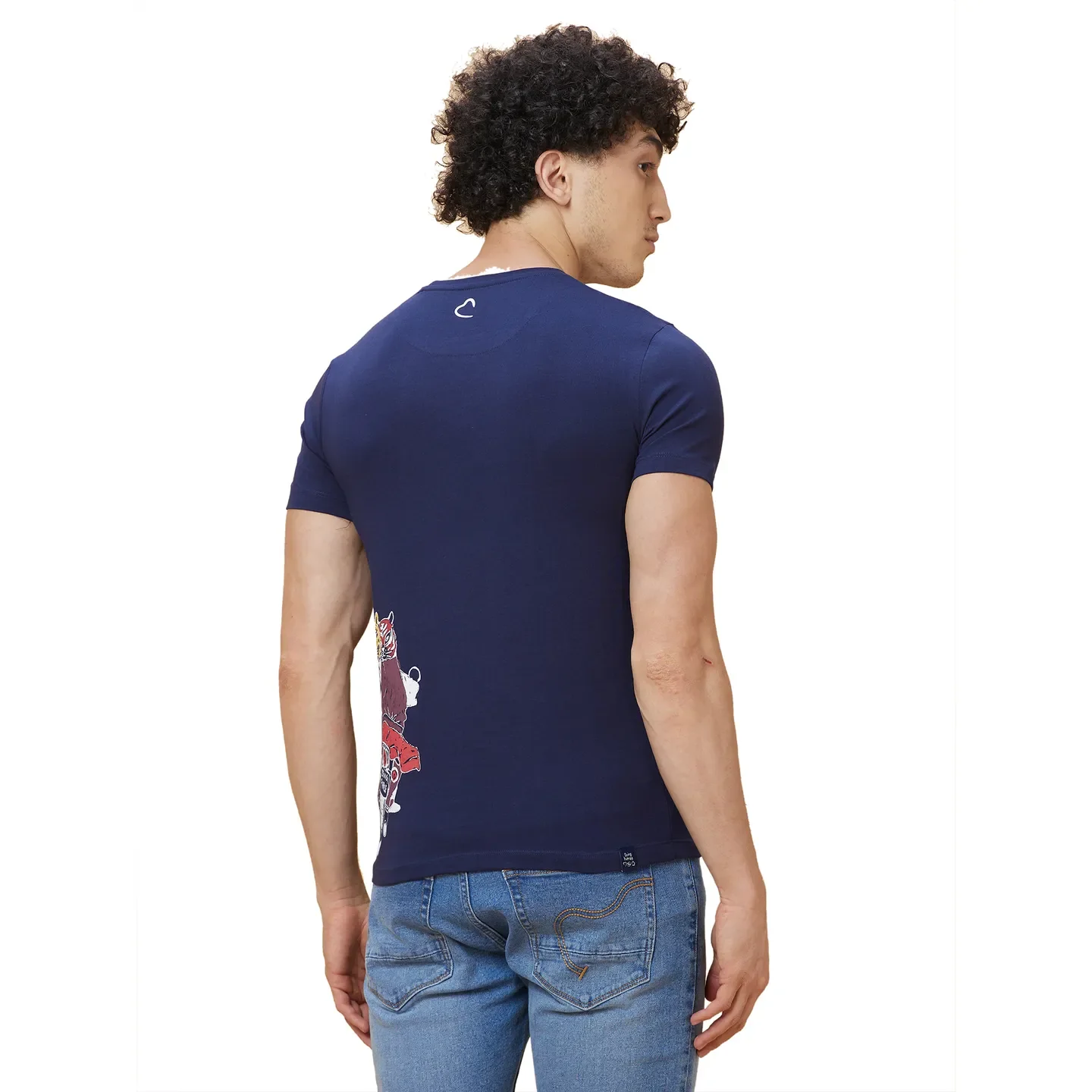 Navy Regular Fit Round Neck Men's T-Shirt by Being Human Clothing - Image 3