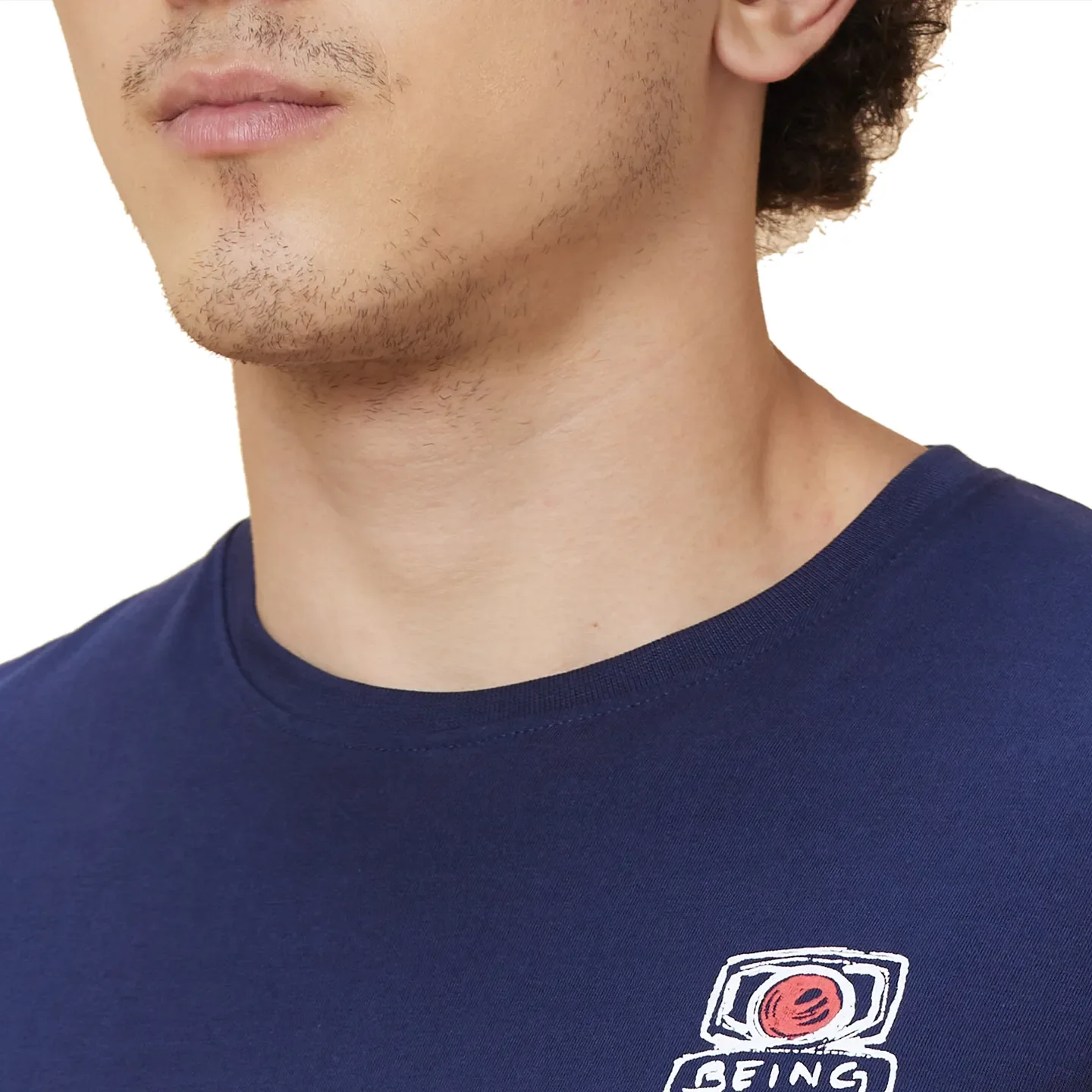 Navy Regular Fit Round Neck Men's T-Shirt by Being Human Clothing - Image 5
