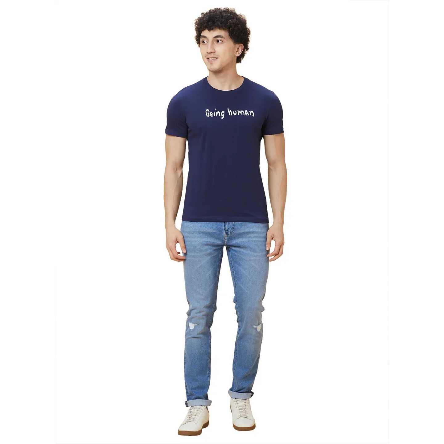 Navy Regular Fit Men's Short Sleeves T-Shirt by Being Human Clothing - Image 2
