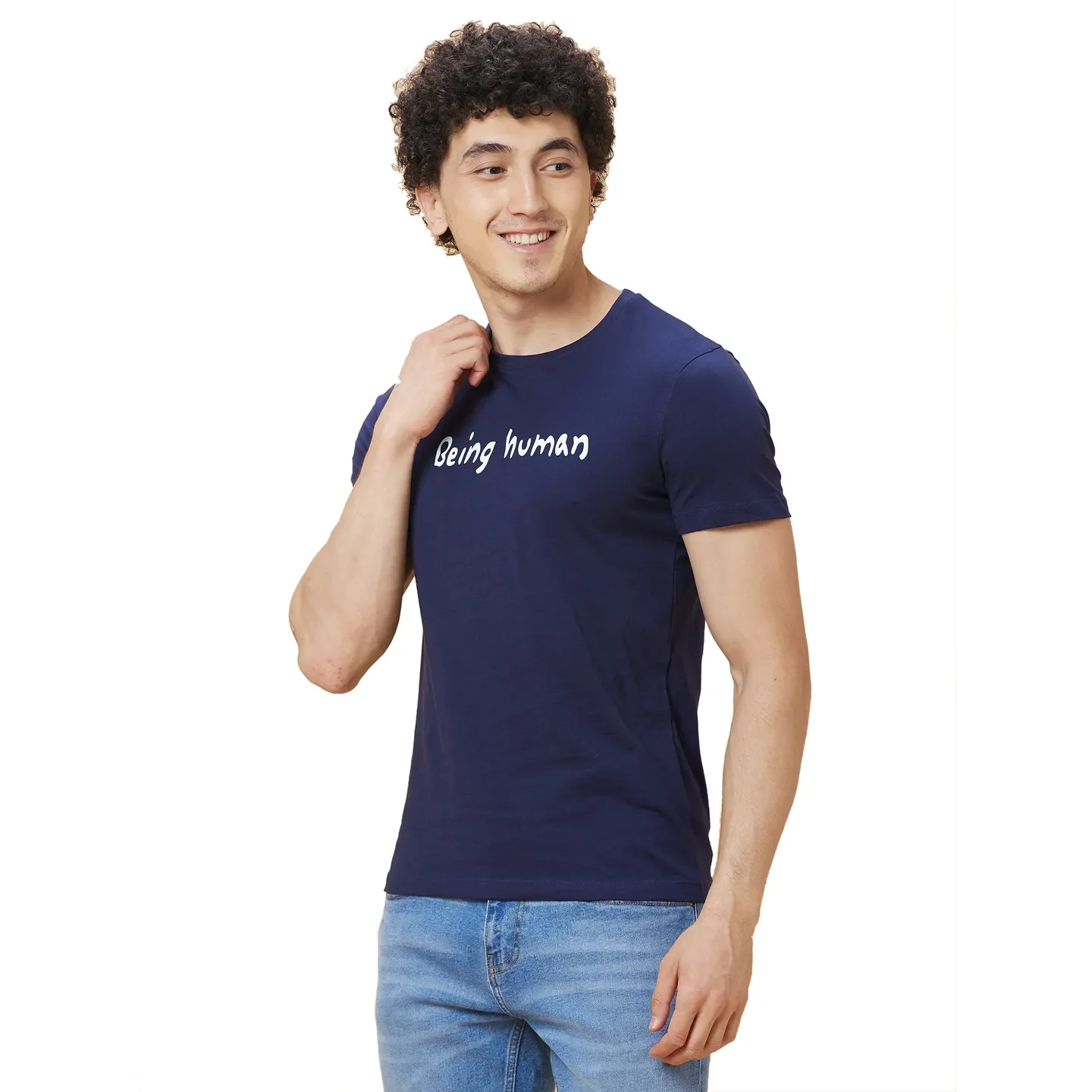 Navy Regular Fit Men's Short Sleeves T-Shirt by Being Human Clothing - Image 4