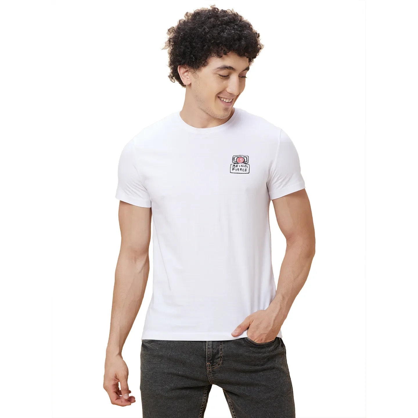 White Regular Fit Men's Short Sleeves T-Shirt by Being Human Clothing