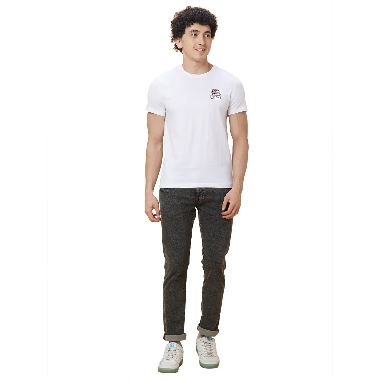 White Regular Fit Men's Short Sleeves T-Shirt by Being Human Clothing - Image 2