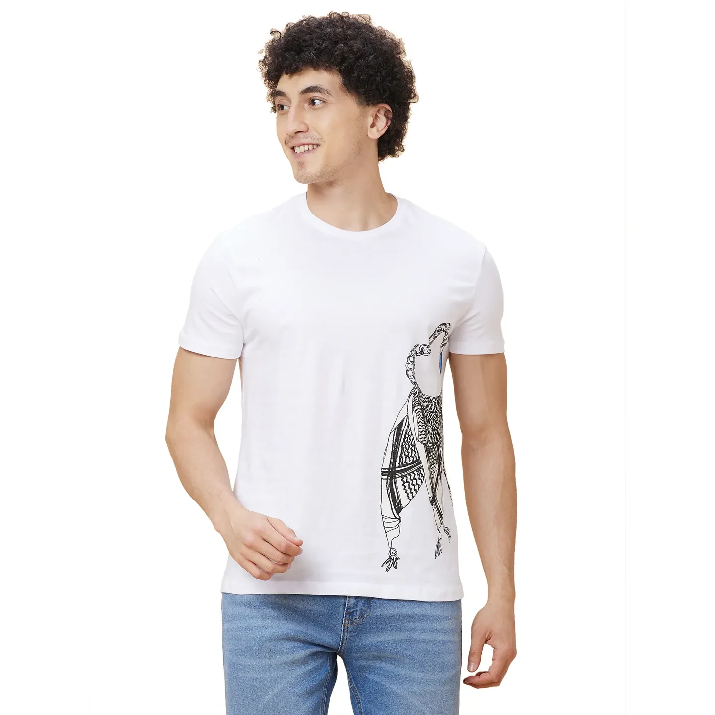 White Regular Fit Men's Short Sleeves T-Shirt by Being Human Clothing