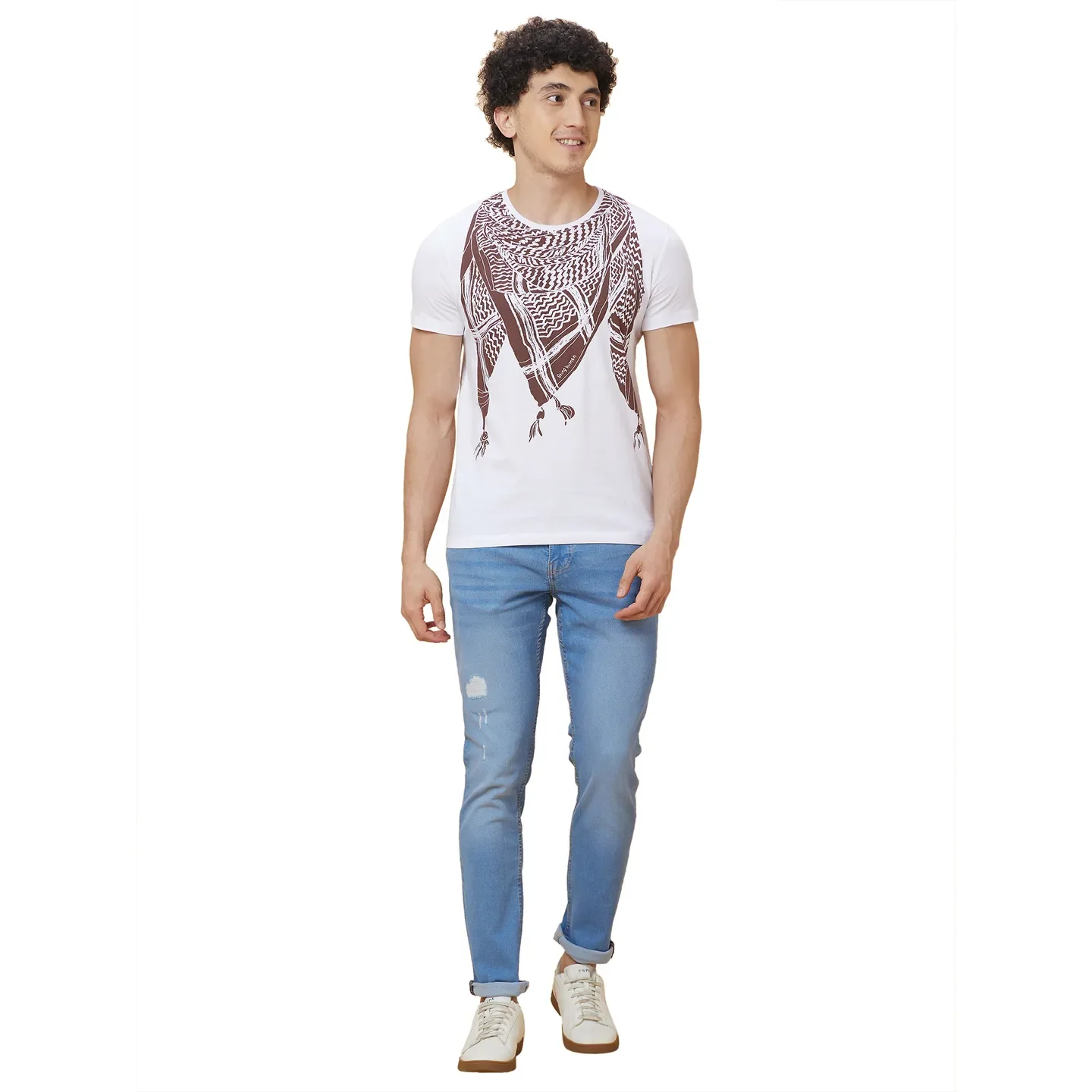 White Regular Fit Round Neck Men's T-Shirt by Being Human Clothing - Image 2