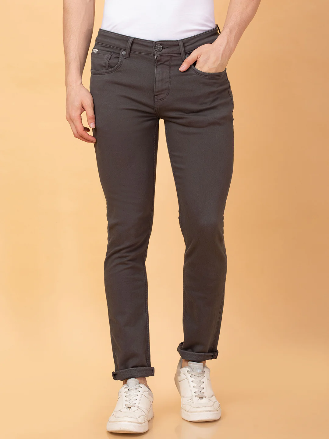 Charcoal Slim Fit Denims For Men By Being Human Clothing