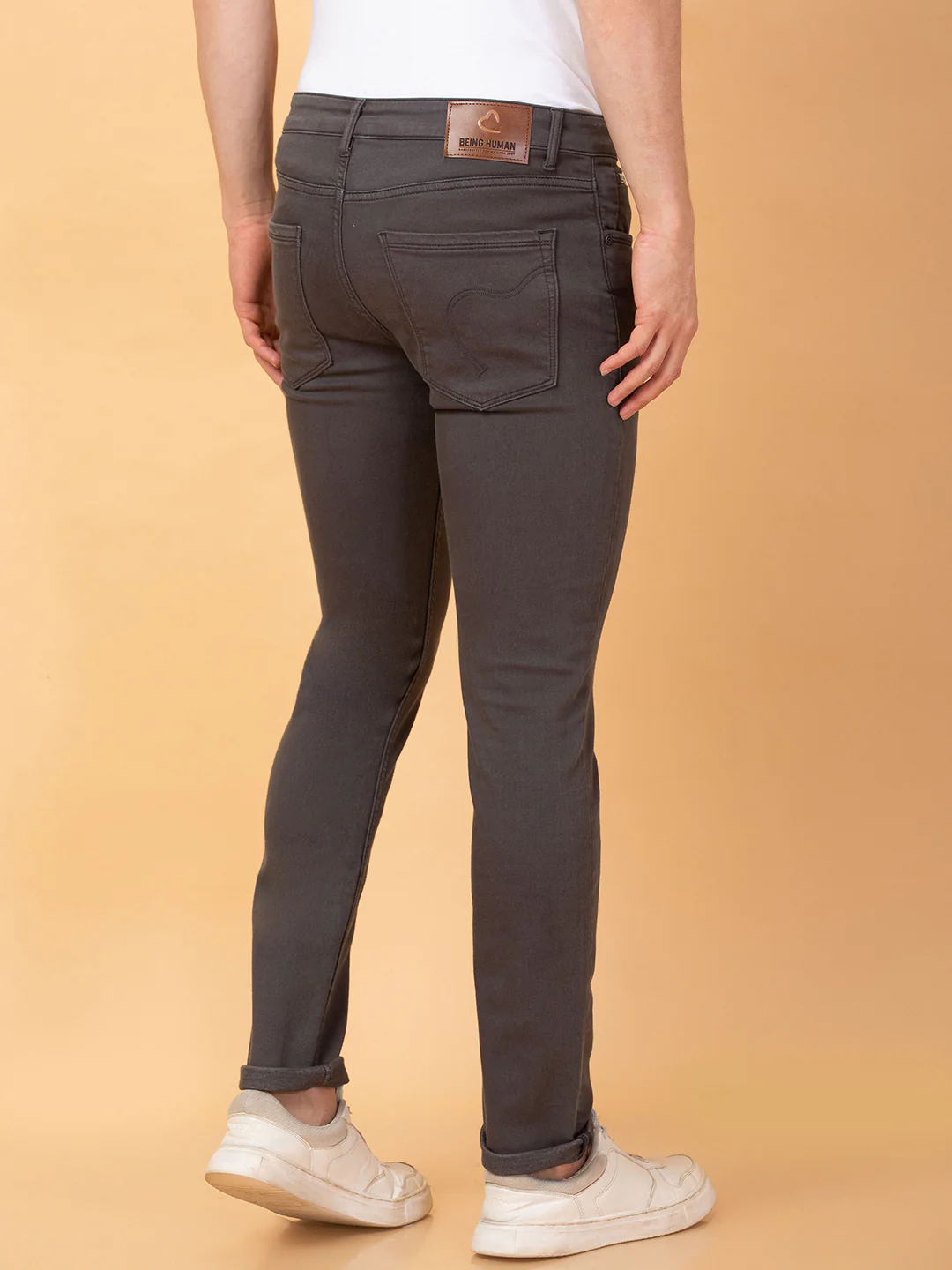 Charcoal Slim Fit Denims For Men By Being Human Clothing - Image 3