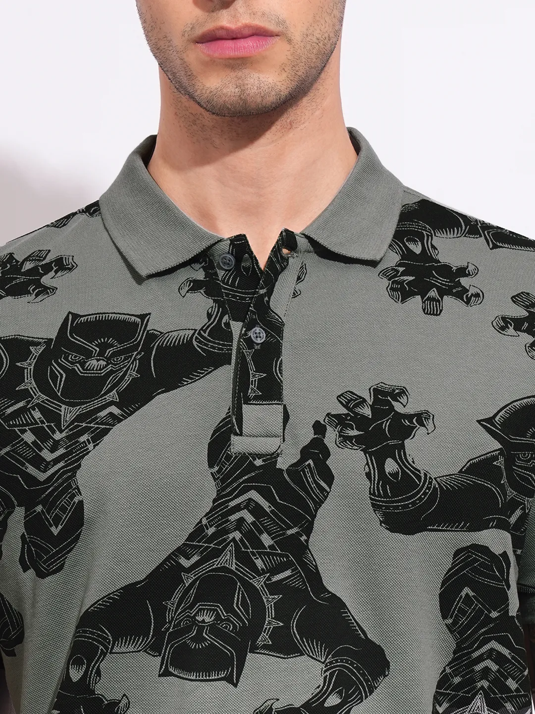 Grey Regular Fit Men's Polo T-shirt by Being Human Clothing - Image 5