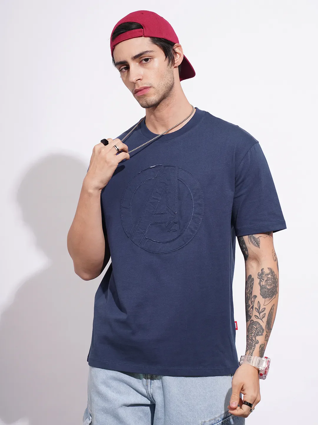 Avengers Navy Easy Fit Round Neck Men's T-Shirt by Being Human Clothing - Image 6