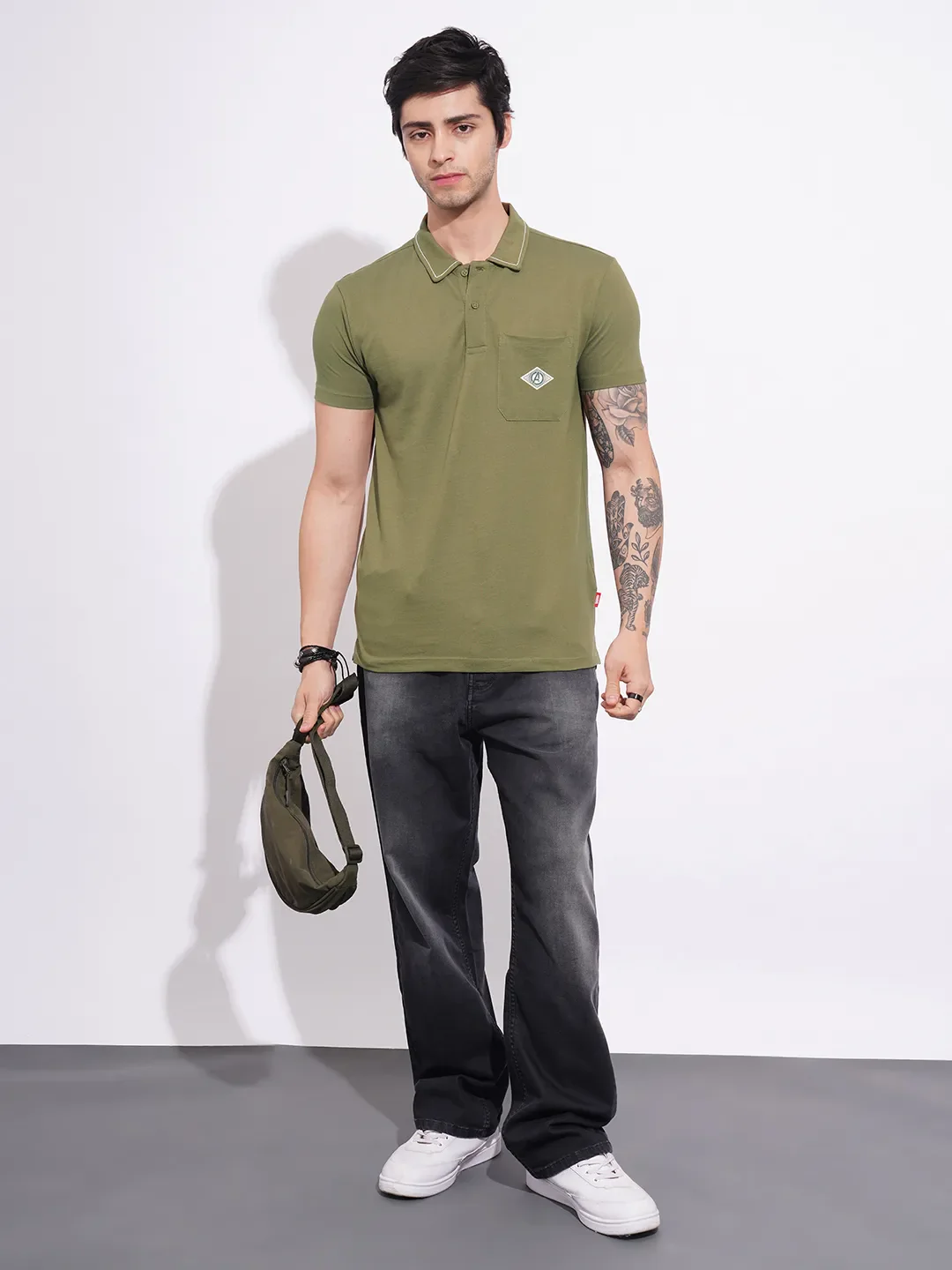Avengers Olive Regular Fit Men's Polo T-Shirt by Being Human Clothing - Image 4