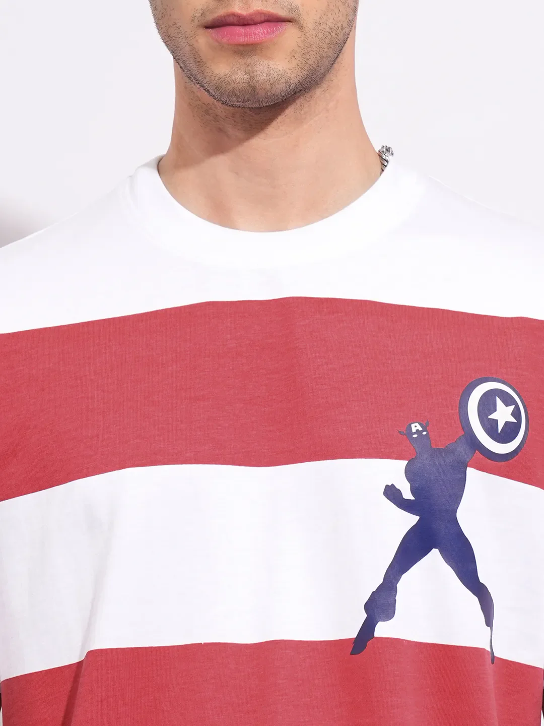 Captain America Red Easy Fit Round Neck Men's T-Shirt by Being Human Clothing - Image 5