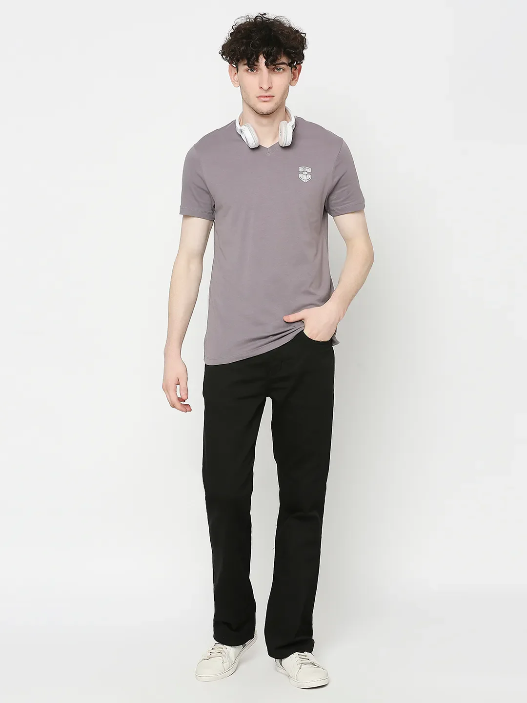 Ash Grey Regular Fit Round Neck Men's T-Shirt by Being Human Clothing - Image 6