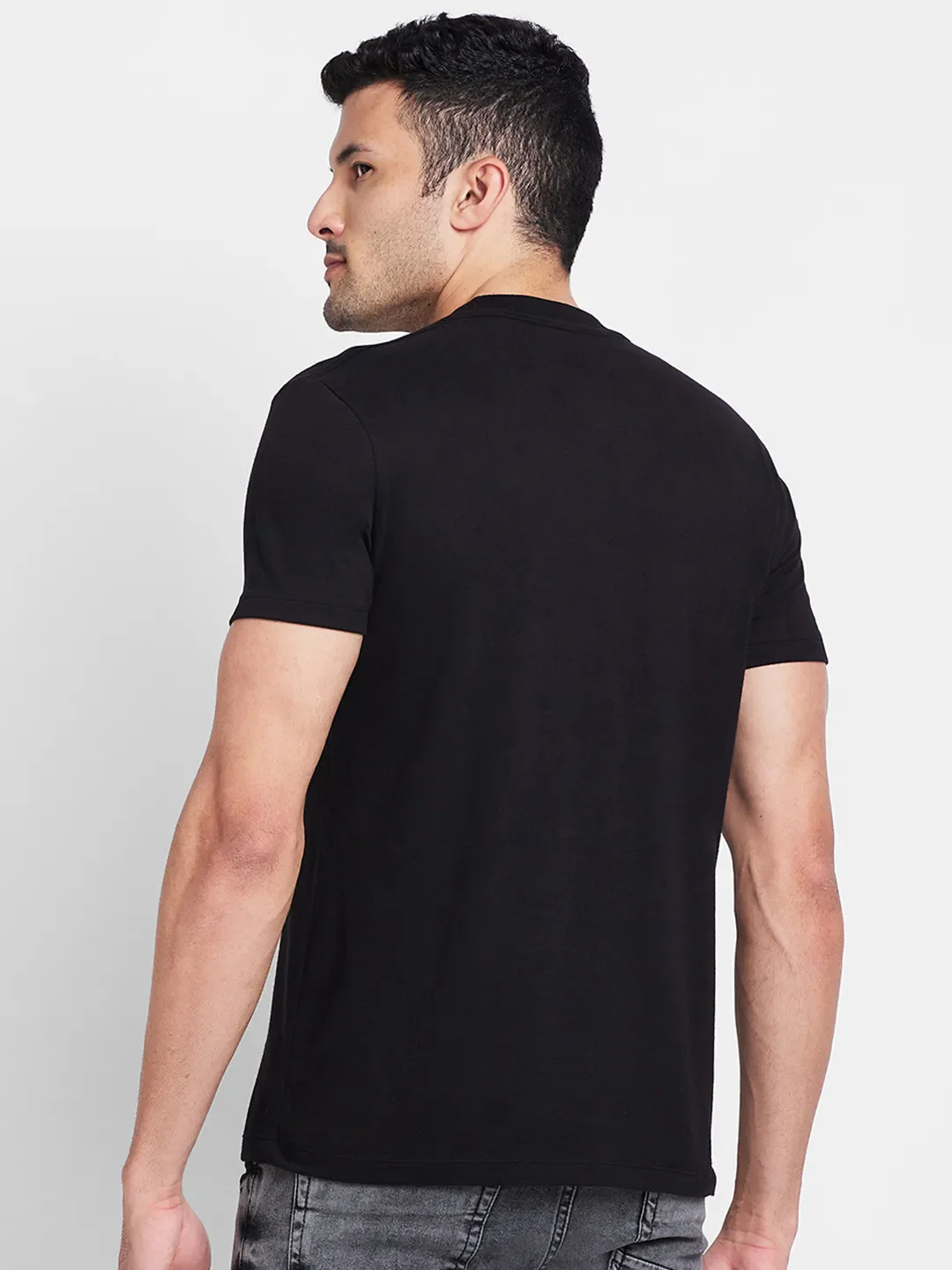 Black Regular Fit Men's Short Sleeves T-Shirt by Being Human Clothing - Image 3