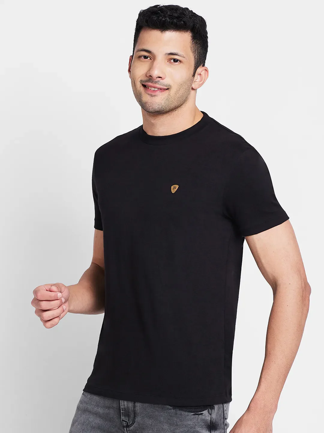 Black Regular Fit Men's Short Sleeves T-Shirt by Being Human Clothing - Image 4