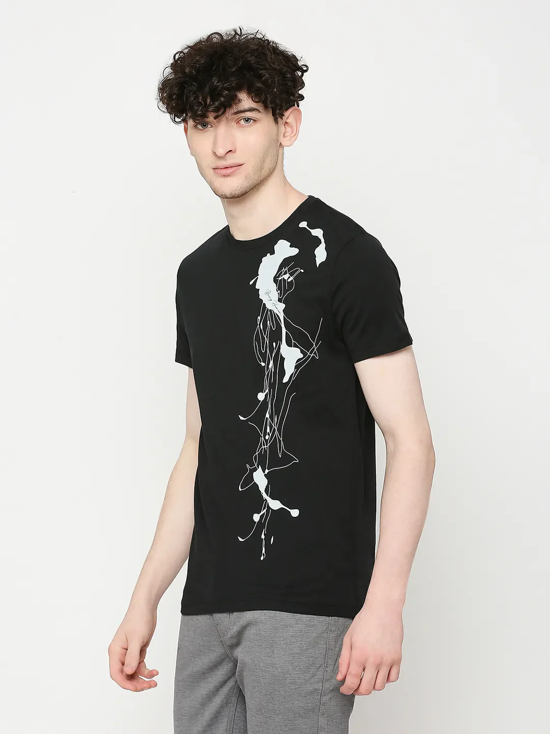Black Regular Fit Men's Short Sleeves T-Shirt by Being Human Clothing - Image 2