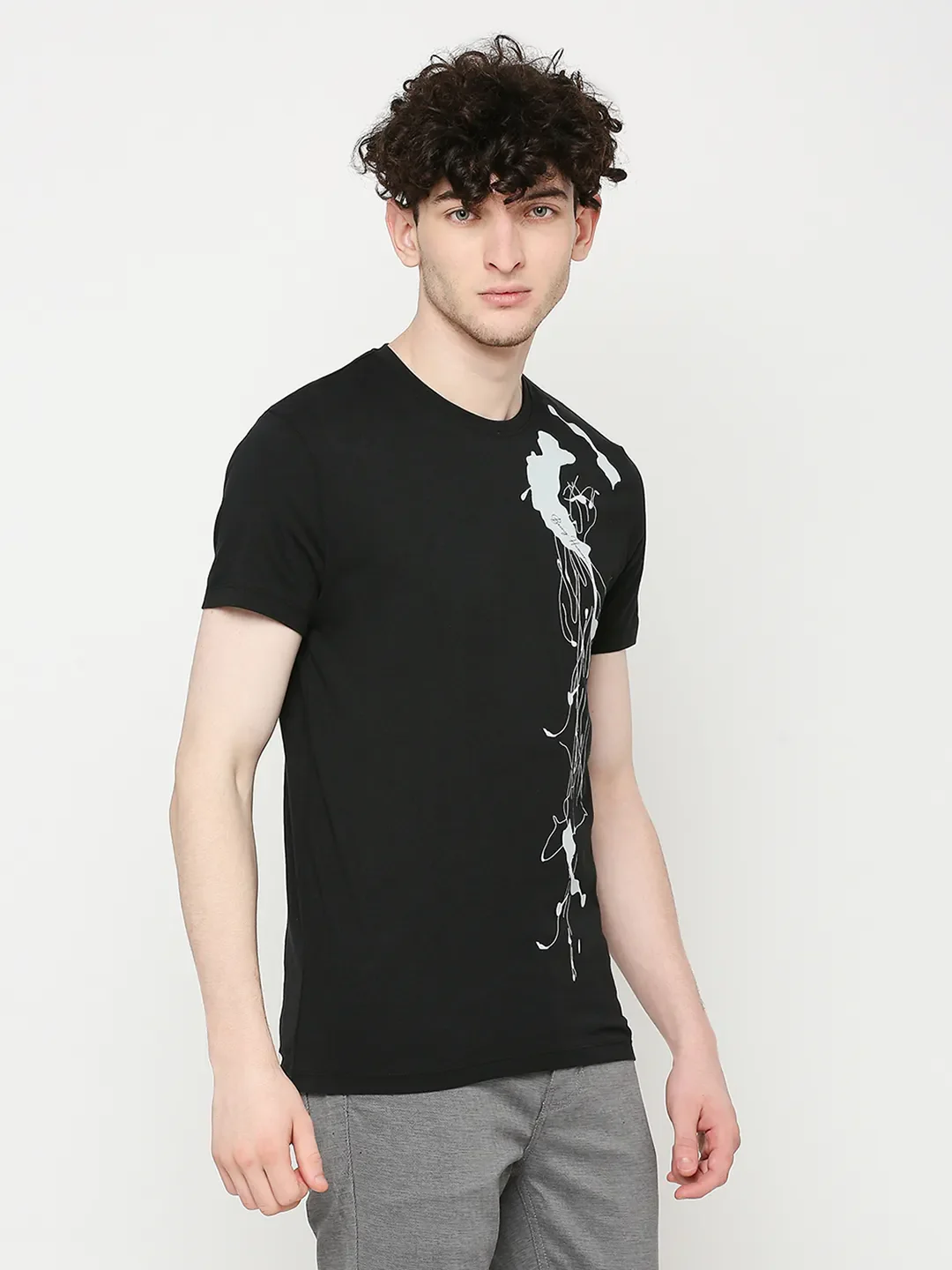 Black Regular Fit Men's Short Sleeves T-Shirt by Being Human Clothing - Image 3