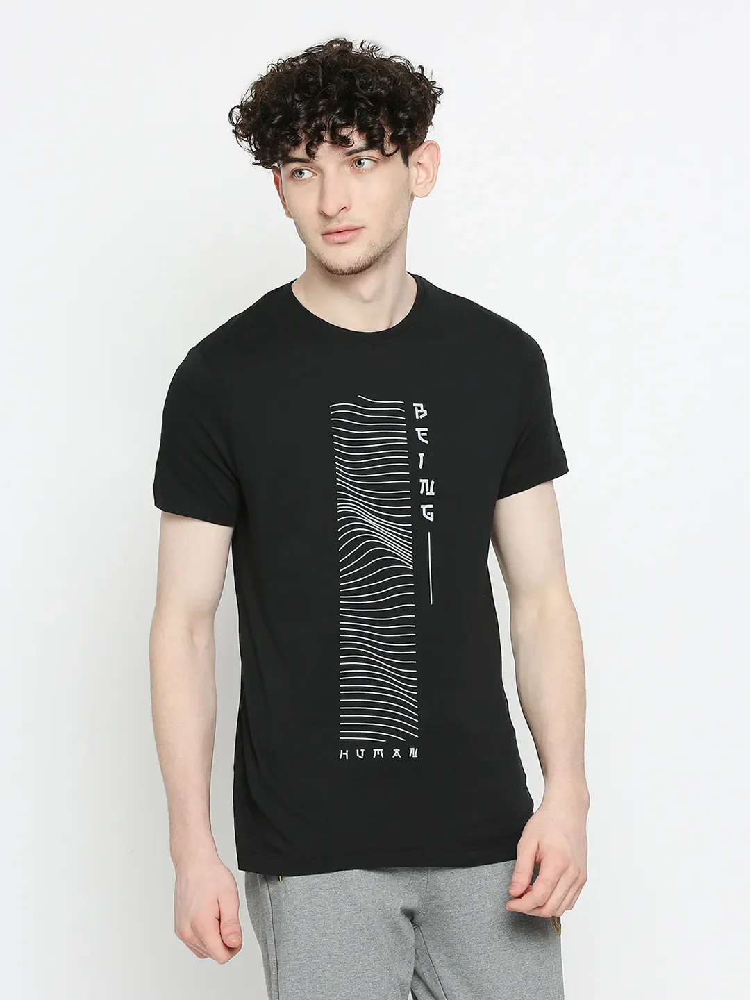 Black Regular Fit Men's Short Sleeves T-Shirt by Being Human Clothing - Image 3