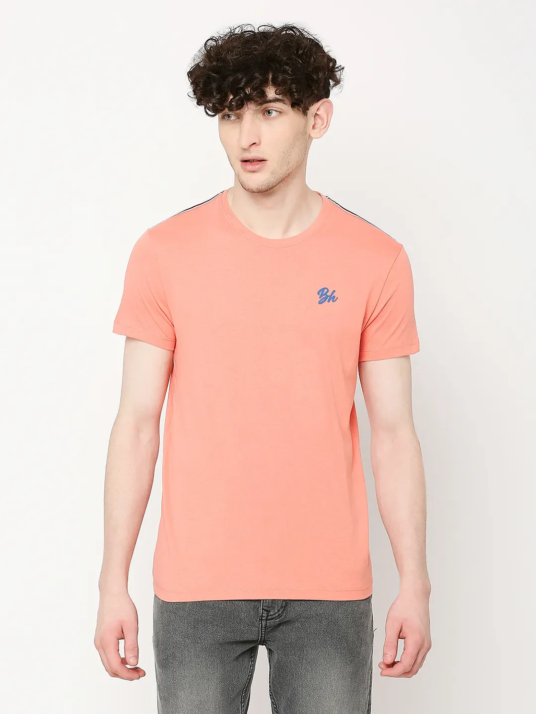 Coral Regular Fit Round Neck Men's T-Shirt by Being Human Clothing