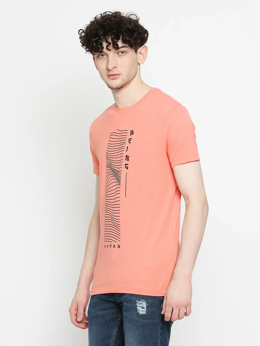 Coral Regular Fit Round Neck Men's T-Shirt by Being Human Clothing - Image 2