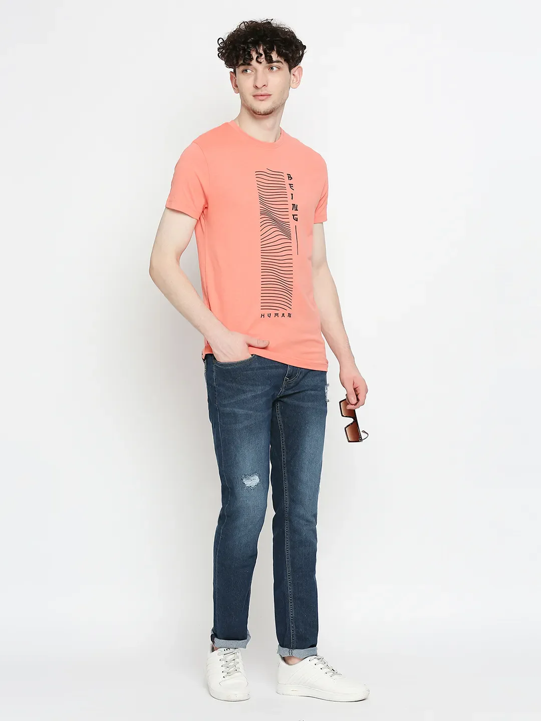 Coral Regular Fit Round Neck Men's T-Shirt by Being Human Clothing - Image 6