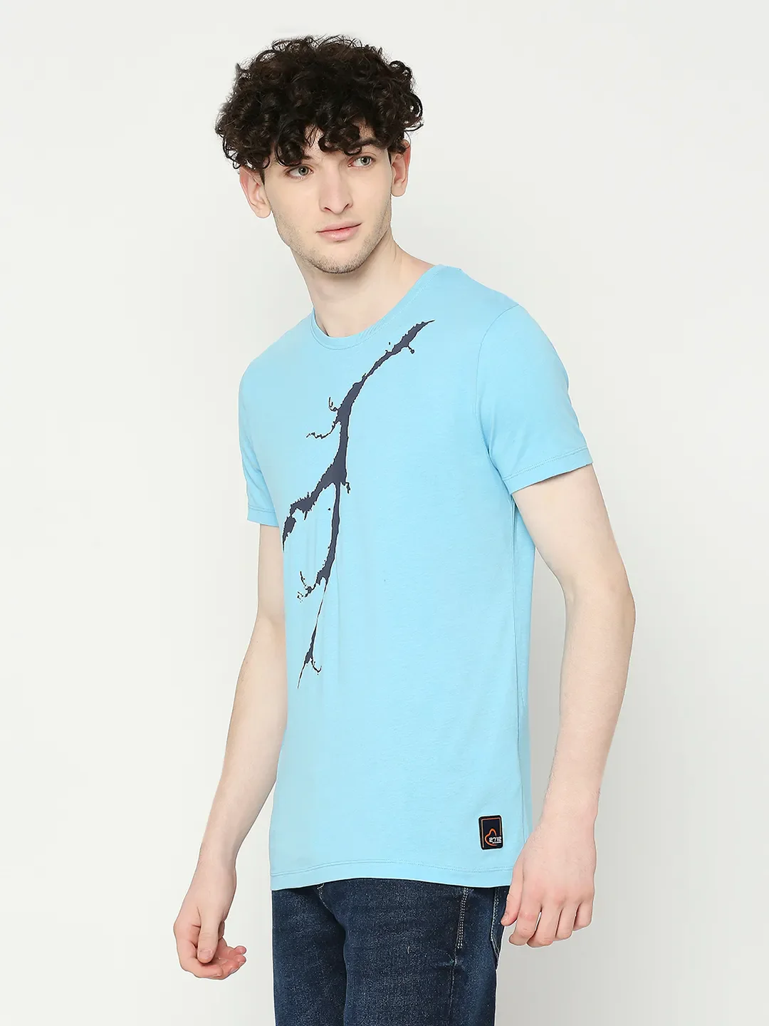 Blue Regular Fit Men's Short Sleeves T-Shirt by Being Human Clothing - Image 2