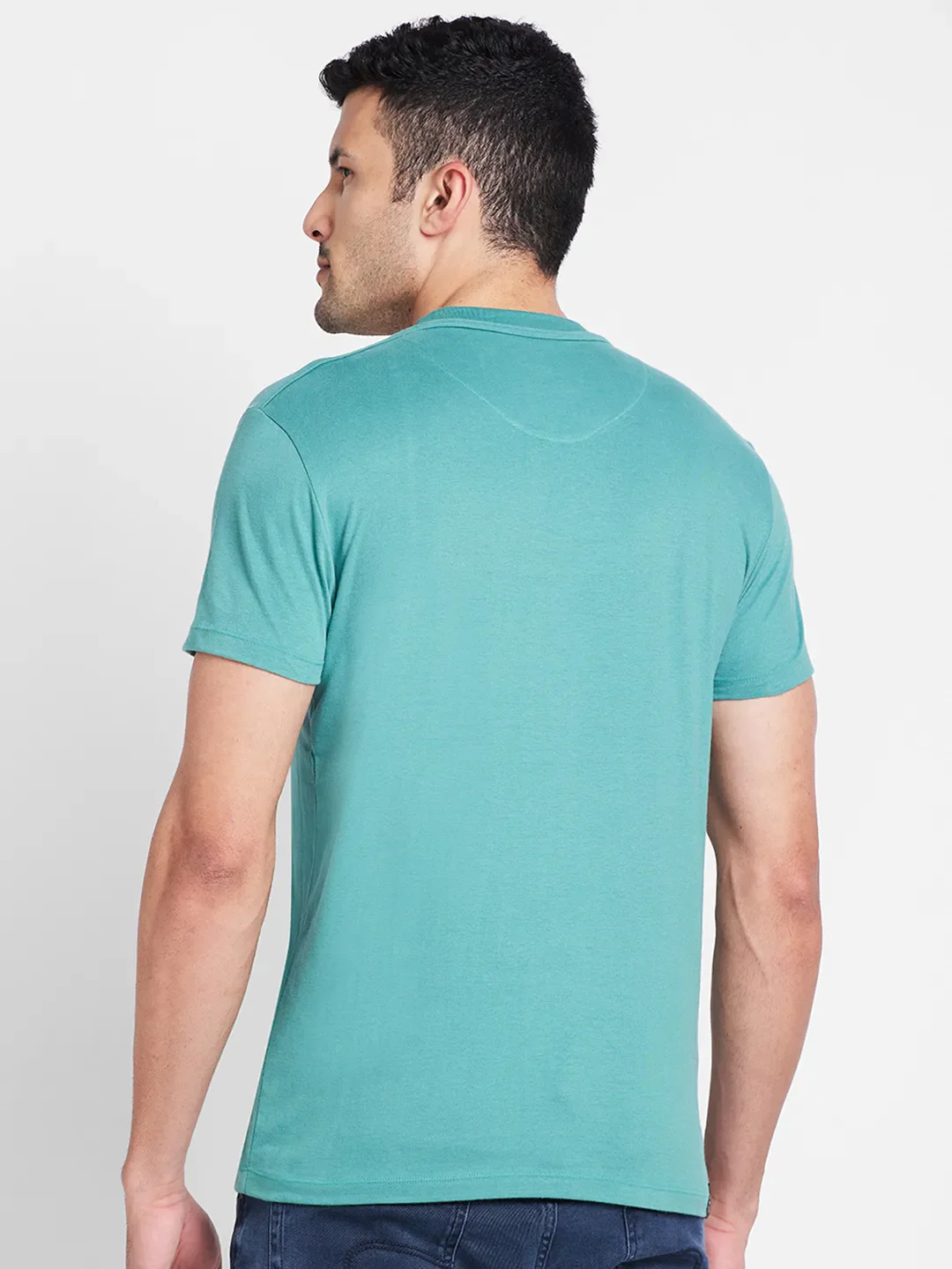 Green Regular Fit Round Neck Men's T-Shirt by Being Human Clothing - Image 3