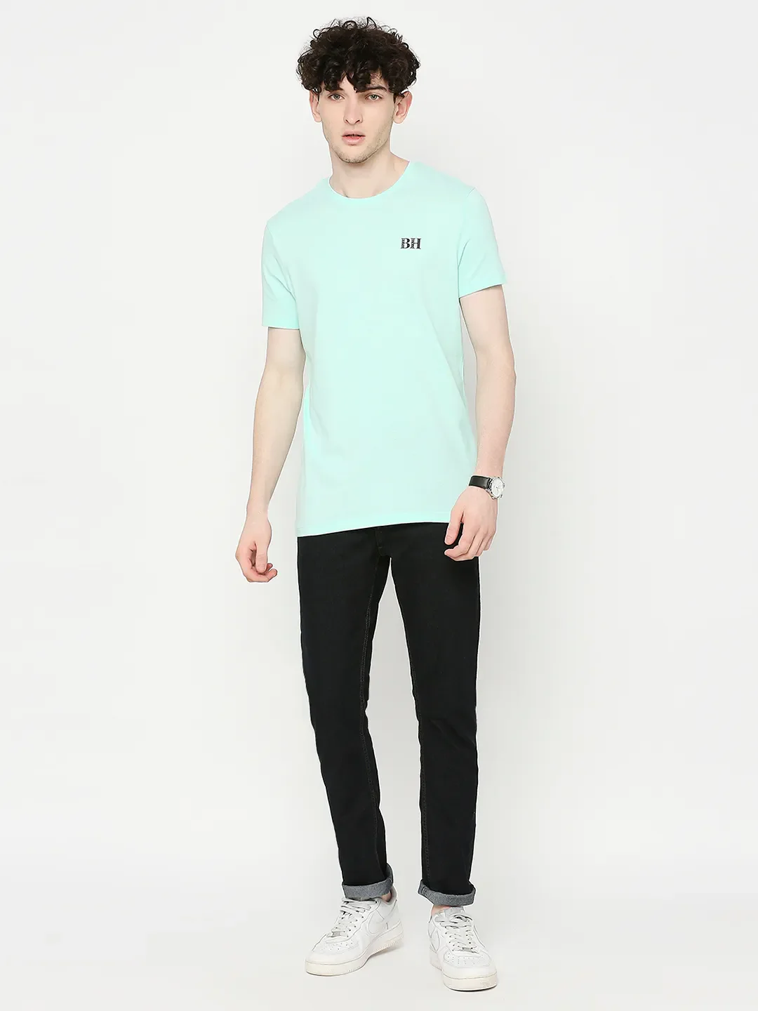 Green Regular Fit Round Neck Men's T-Shirt by Being Human Clothing - Image 6