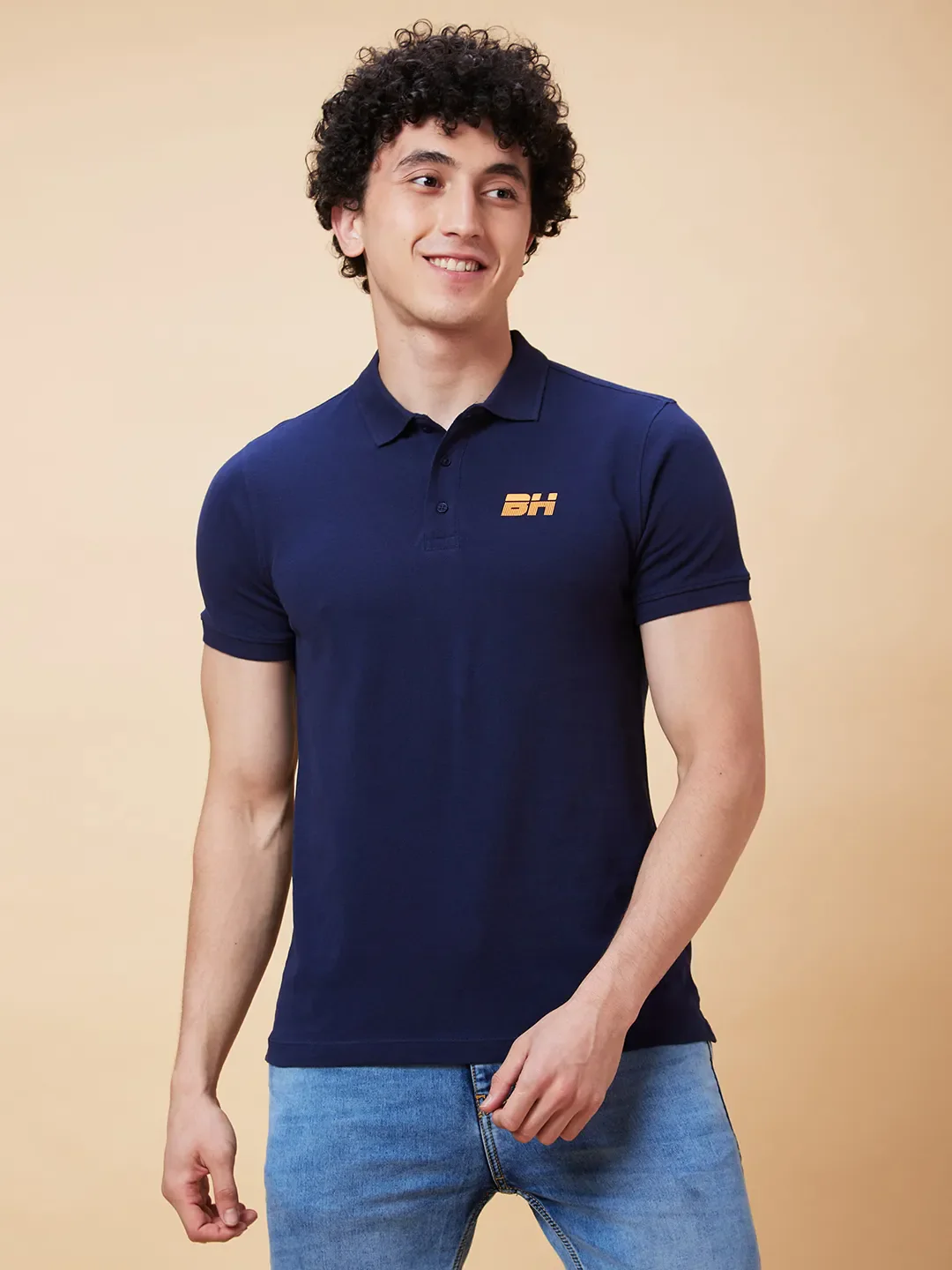 Navy Regular Fit Men's Polo T-Shirt by Being Human Clothing