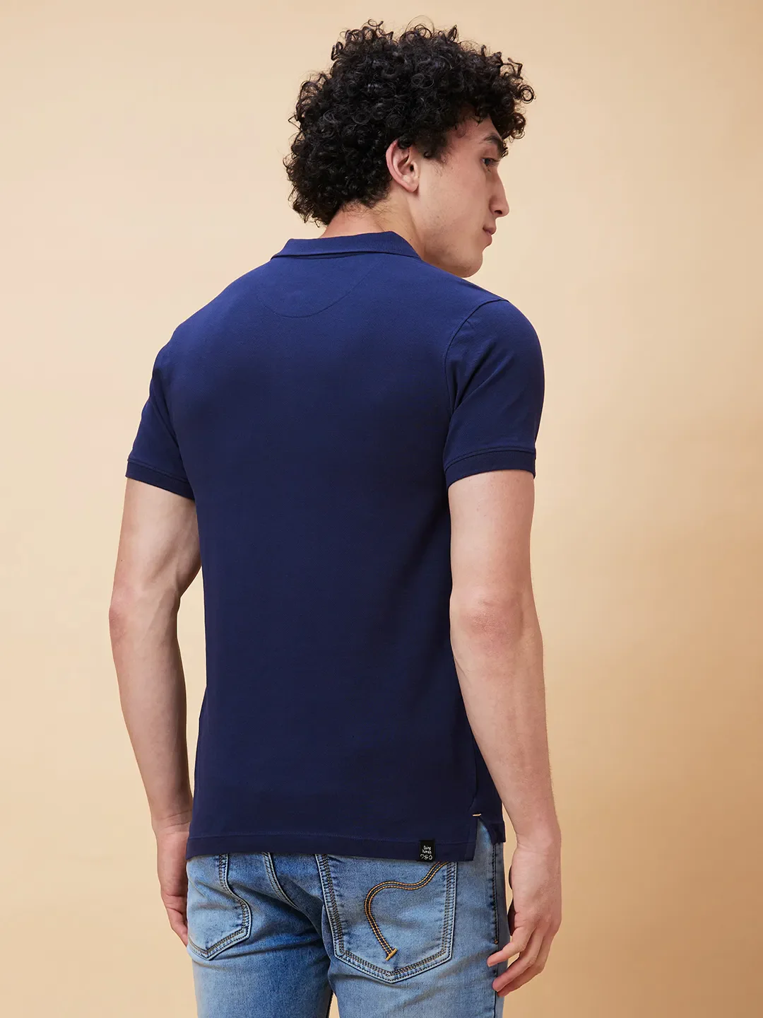 Navy Regular Fit Men's Polo T-Shirt by Being Human Clothing - Image 4