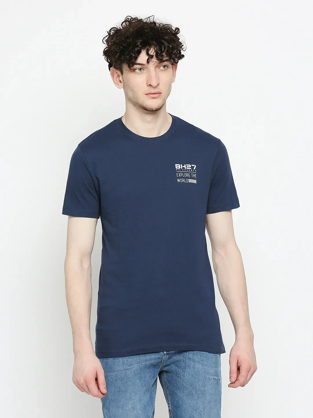 Navy Regular Fit Men's Short Sleeves T-Shirt by Being Human Clothing