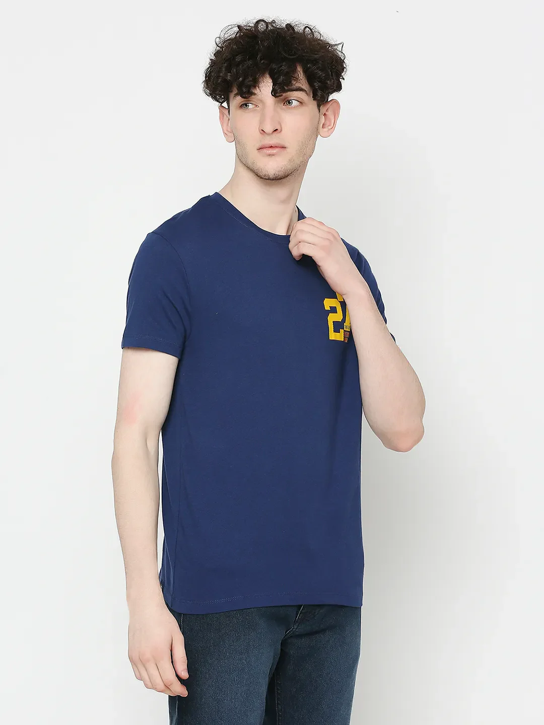 Navy Regular Fit Men's Short Sleeves T-Shirt by Being Human Clothing - Image 3