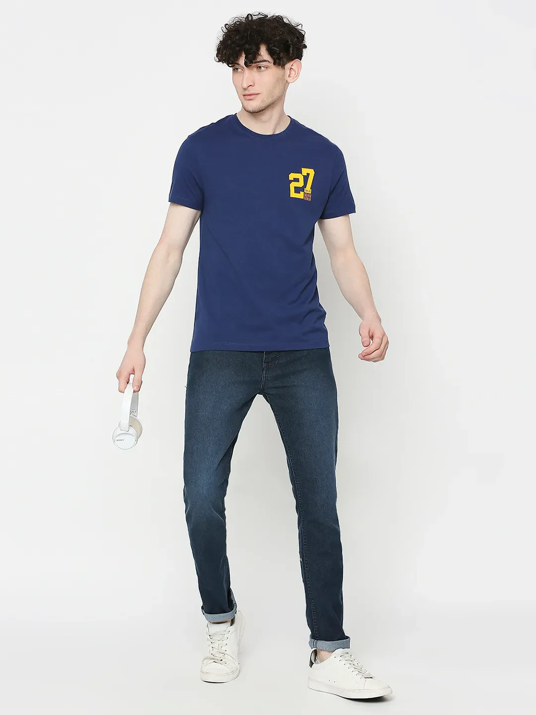 Navy Regular Fit Men's Short Sleeves T-Shirt by Being Human Clothing - Image 6