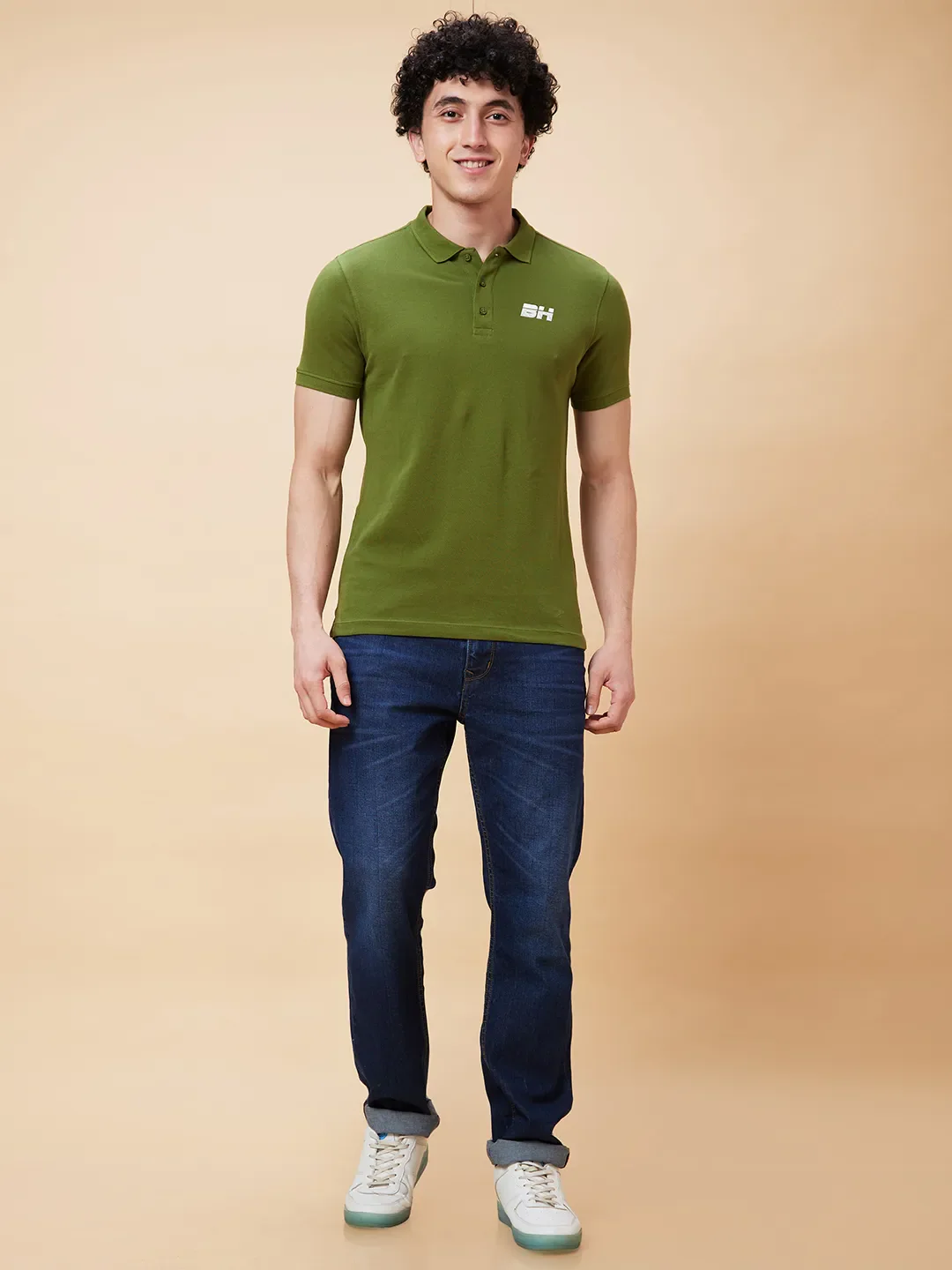 Green Regular Fit Men's Polo T-Shirt by Being Human Clothing - Image 2